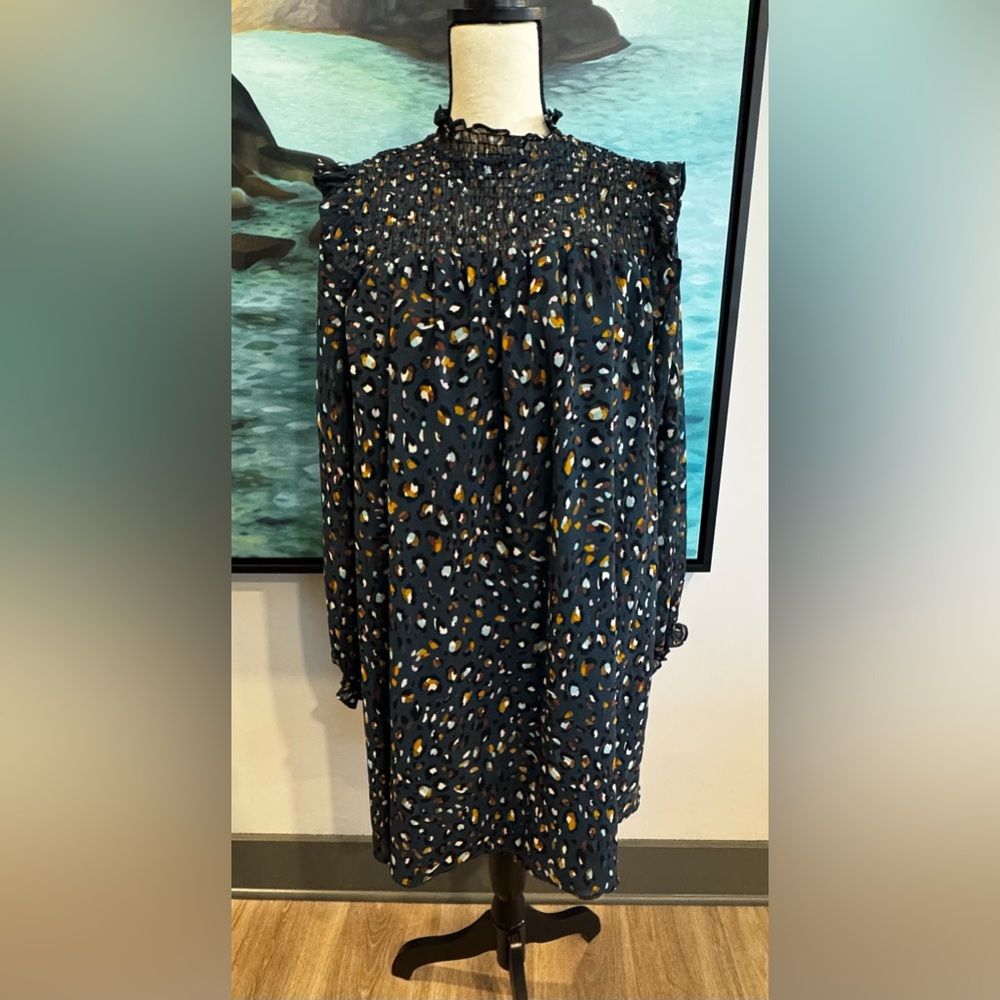 M & S Smocked Dress Green Mix